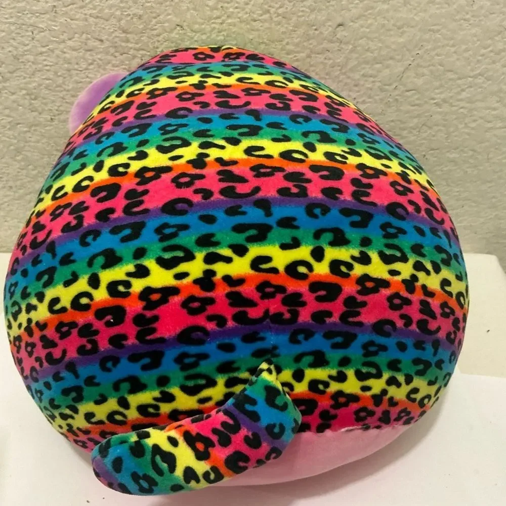 Ty Multicolor Dotty Leopard Print Plush with Pink Ears 14”